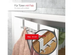 SOTECH Türgarderobe LINEA I Edelstahl Gebürstet mit 6 Haken für Türen mit Falz max. 16 mm