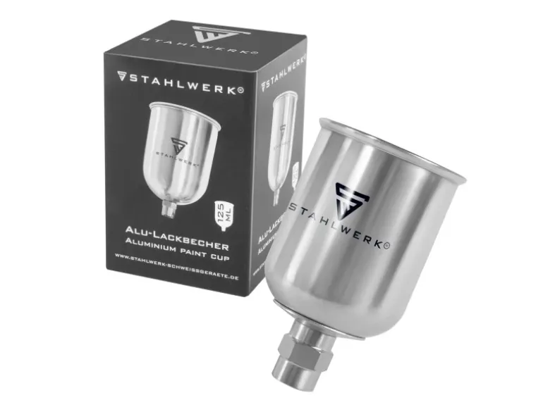 STAHLWERK Alu Fließbecher 125 ml Farbbecher für Lackierpistole