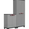 Stilo 2er-Set Kunststoffschrank hoch und niedrig Grau-Schwarz