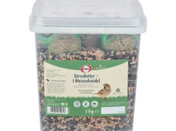 Streufutter inkl. 3 Meisenknödel für Wildvögel im 3 kg Eimer