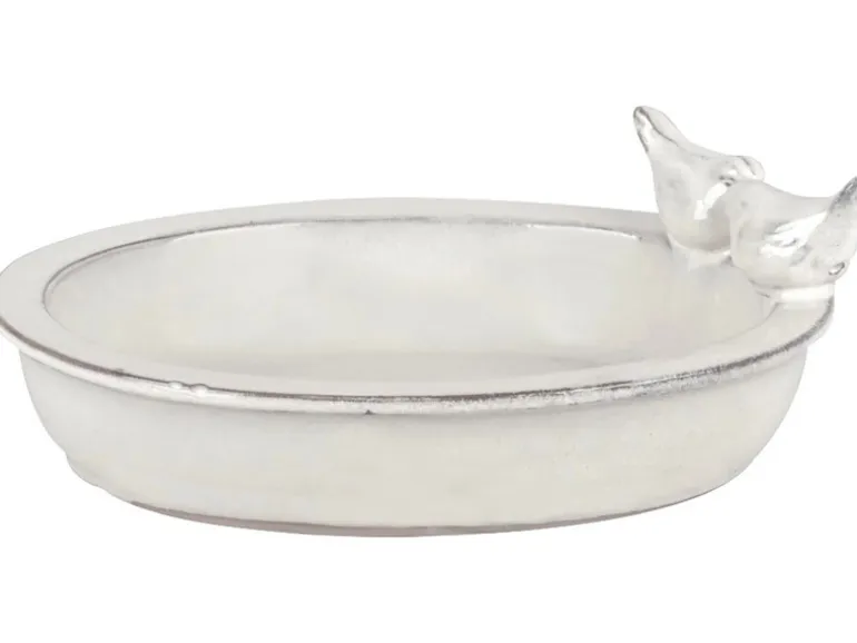 Sunny Garden Vogeltränke Oval 30 cm x 22 cm Cremeweiß