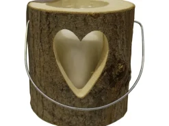 Sunny Garden Windlicht Holzstamm mit Glas 3-fach sortiert 18 cm x 16 cm