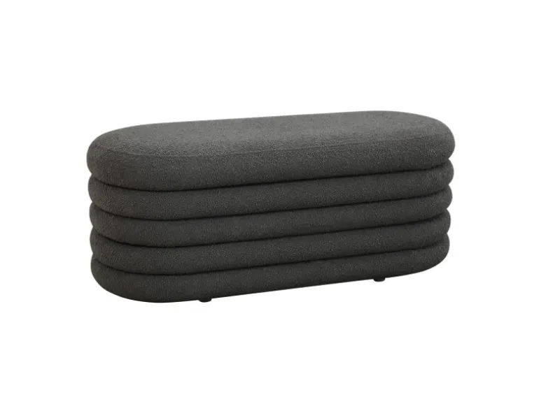 Svita Blossom XL Hocker Mit Stauraum Sitzhocker Ottomane Pouf Teddyboucle Dunkelgrau