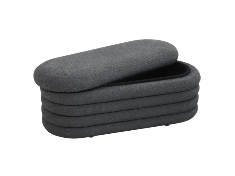 Svita Blossom XL Hocker Mit Stauraum Sitzhocker Ottomane Pouf Teddyboucle Dunkelgrau