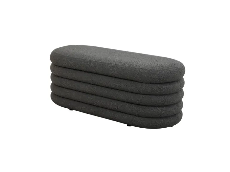 Svita Blossom XL Hocker Mit Stauraum Sitzhocker Ottomane Pouf Teddyboucle Dunkelgrau