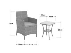 Svita Brooklyn Bistro Gartenmöbelset 3-tlg. Rattan Outdoor Gartenlounge Schwarz