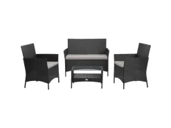 Svita Brooklyn Polyrattan Sitzgruppe Lounge Gartenmöbel Set Schwarz