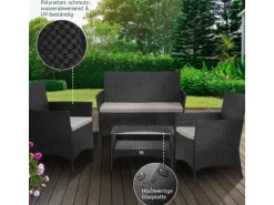 Svita Brooklyn Polyrattan Sitzgruppe Lounge Gartenmöbel Set Schwarz