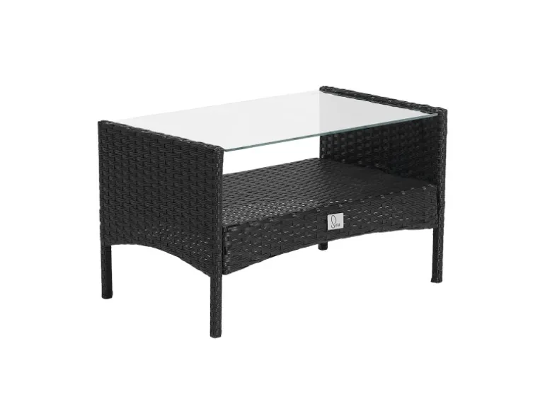 Svita Brooklyn Polyrattan Sitzgruppe Lounge Gartenmöbel Set Schwarz