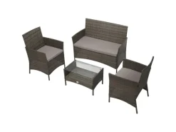Svita Brooklyn Polyrattan Sitzgruppe Lounge Gartenmöbel Set Grau