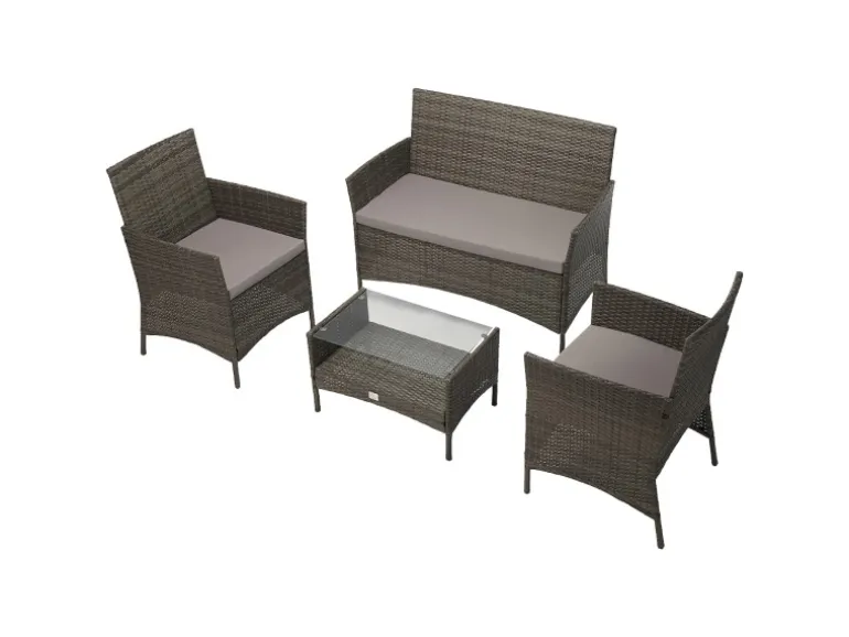 Svita Brooklyn Polyrattan Sitzgruppe Lounge Gartenmöbel Set Grau