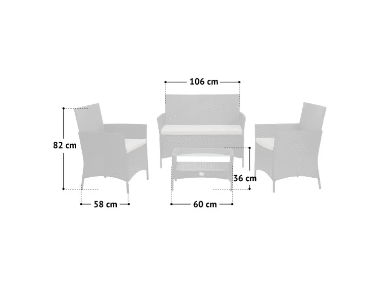 Svita Brooklyn Polyrattan Sitzgruppe Lounge Gartenmöbel Set Grau