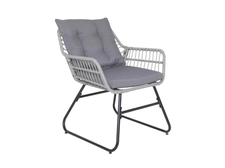 Svita Capri Balkonmöbel-Set Polyrattan Sitzgruppe Outdoor 4-tlg. Gartenlounge Hellgrau