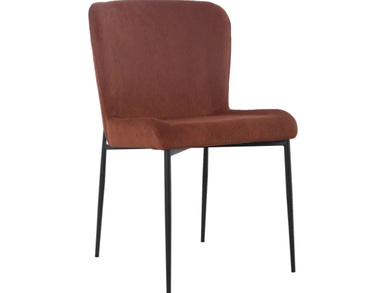 Svita Freddie Esszimmerstuhl 2er Set Cordbezug Polsterstuhl Esszimmer Küchenstuhl Bequem Metallbeine Braun
