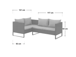 Svita Kansas Rattanlounge Gartenmöbel Set Gartensofa Polyrattan Grau