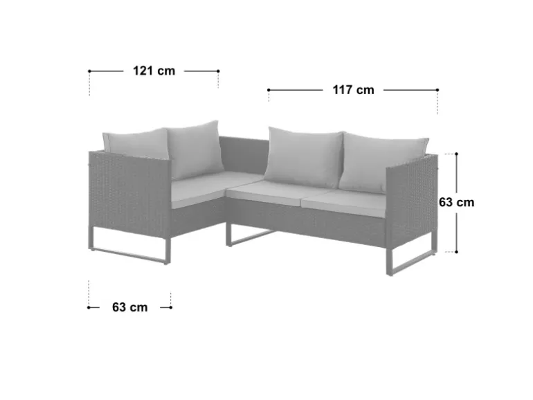 Svita Kansas Rattanlounge Gartenmöbel Set Gartensofa Polyrattan Grau