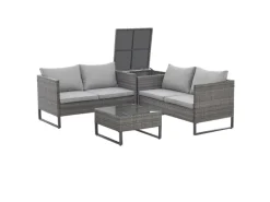 Svita Kansas Rattanlounge Gartenmöbel Set Gartensofa Polyrattan Grau