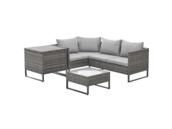 Svita Kansas Rattanlounge Gartenmöbel Set Gartensofa Polyrattan Grau