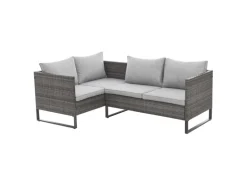 Svita Kansas Rattanlounge Gartenmöbel Set Gartensofa Polyrattan Grau