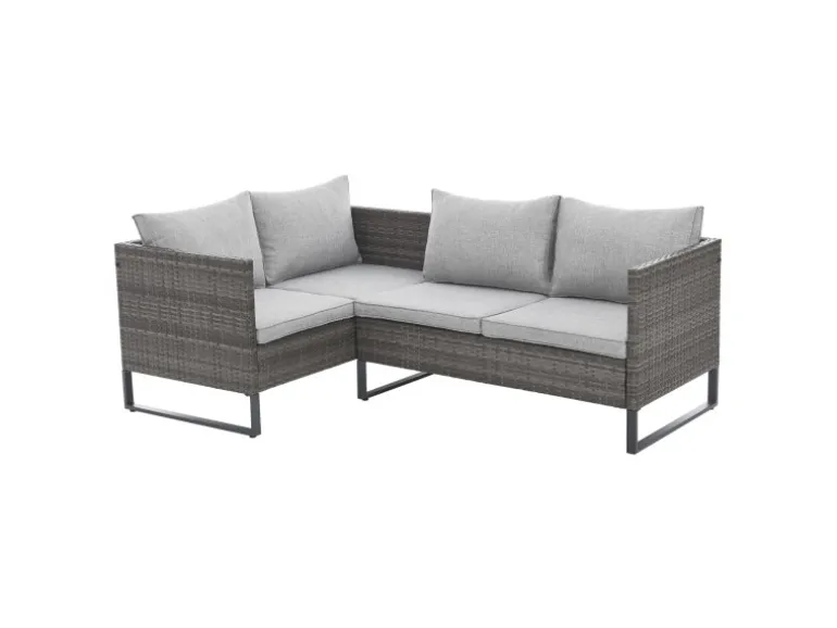 Svita Kansas Rattanlounge Gartenmöbel Set Gartensofa Polyrattan Grau