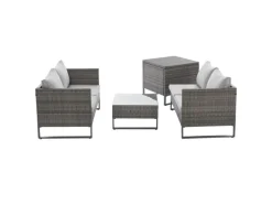 Svita Kansas Rattanlounge Gartenmöbel Set Gartensofa Polyrattan Grau