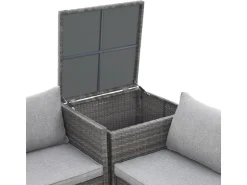 Svita Kansas Rattanlounge Gartenmöbel Set Gartensofa Polyrattan Grau
