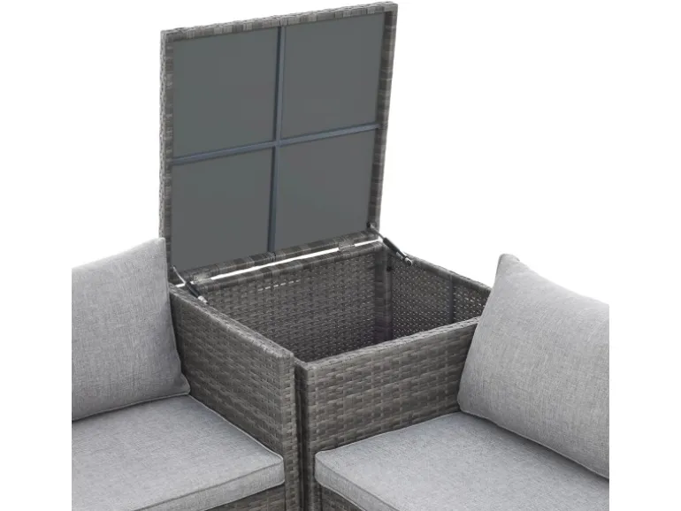 Svita Kansas Rattanlounge Gartenmöbel Set Gartensofa Polyrattan Grau
