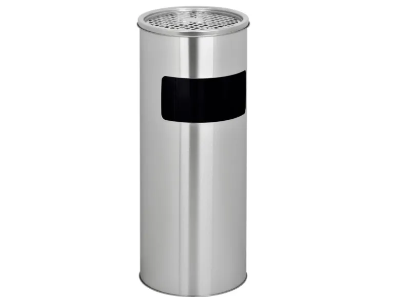 Svita 30L Standaschenbecher Eimer Aschenbecher Mülleimer Ascher 60x25cm Silber