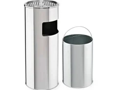 Svita 30L Standaschenbecher Eimer Aschenbecher Mülleimer Ascher 60x25cm Silber