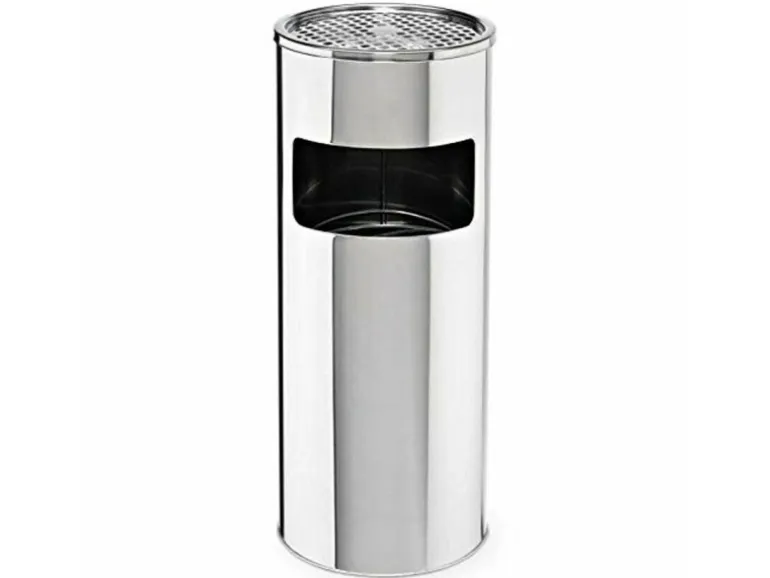 Svita 30L Standaschenbecher Eimer Aschenbecher Mülleimer Ascher 60x25cm Silber
