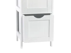 Svita Lintu Badregal Standregal Badezimmerschrank Schubladen Holzoptik Weiß