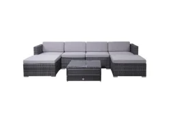 Svita Lugano Polyrattan Lounge Gartenmöbel Set Gartenlounge Gartensofa Grau