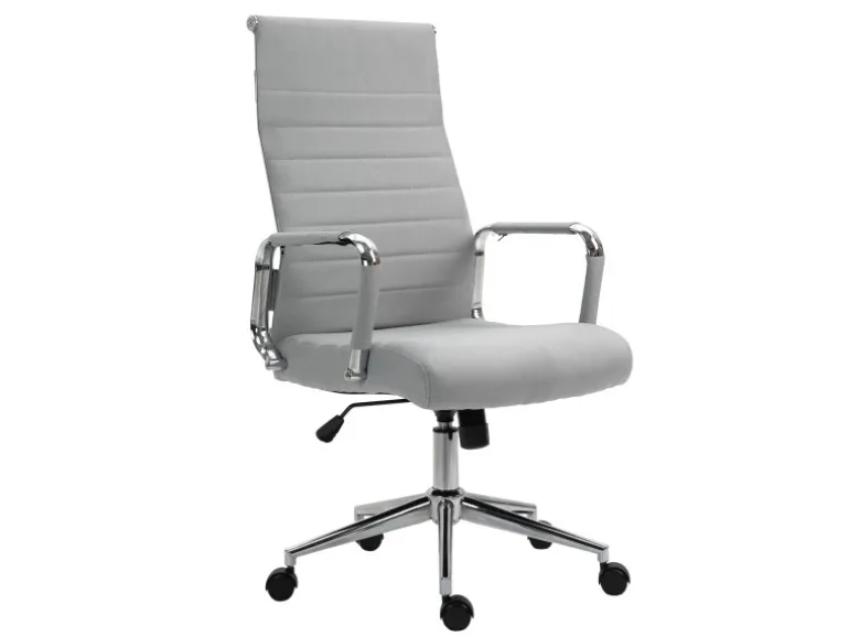 Svita Office Comfort Bürostuhl Schreibtischstuhl Drehstuhl Hohe Rückenlehne Stoff Hellgrau