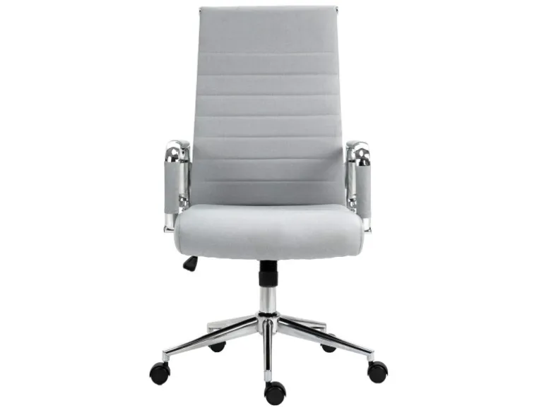 Svita Office Comfort Bürostuhl Schreibtischstuhl Drehstuhl Hohe Rückenlehne Stoff Hellgrau