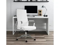 Svita Office Comfort Bürostuhl Schreibtischstuhl Drehstuhl Hohe Rückenlehne Kunstleder Weiß