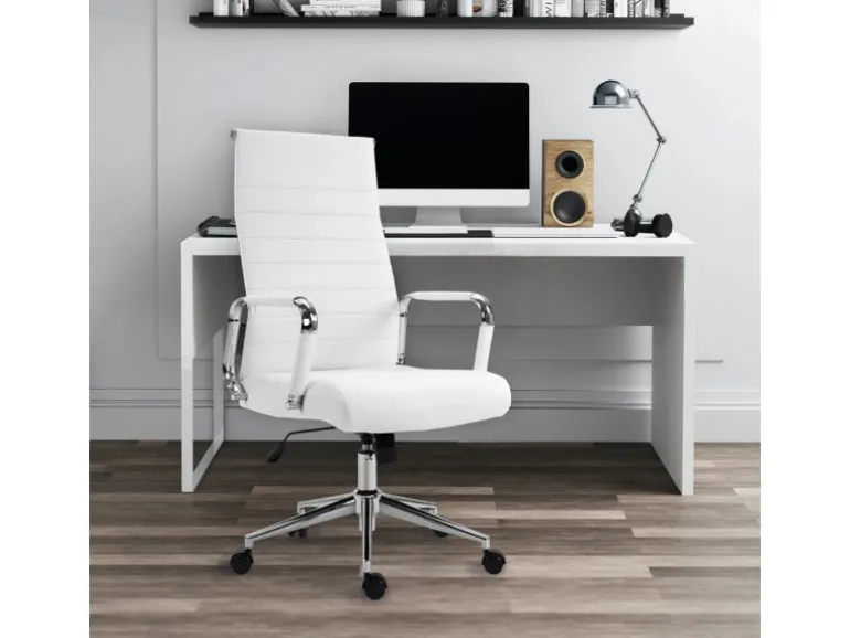 Svita Office Comfort Bürostuhl Schreibtischstuhl Drehstuhl Hohe Rückenlehne Kunstleder Weiß