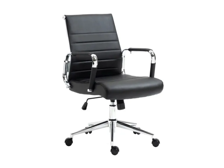 Svita Office Comfort Bürostuhl Schreibtischstuhl Drehstuhl Niedrige Rückenlehne Kunstleder Schwarz