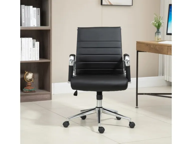 Svita Office Comfort Bürostuhl Schreibtischstuhl Drehstuhl Niedrige Rückenlehne Kunstleder Schwarz