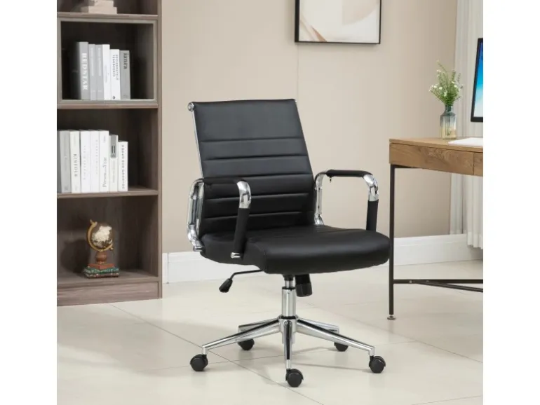 Svita Office Comfort Bürostuhl Schreibtischstuhl Drehstuhl Niedrige Rückenlehne Kunstleder Schwarz