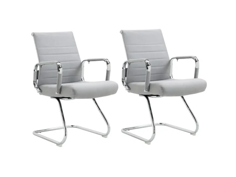 Svita Office Comfort 2er Set Besucherstuhl Freischwinger Mit Armlehne LB Stoff Hellgrau