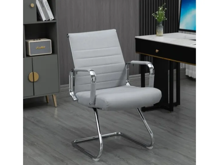 Svita Office Comfort 2er Set Besucherstuhl Freischwinger Mit Armlehne LB Stoff Hellgrau