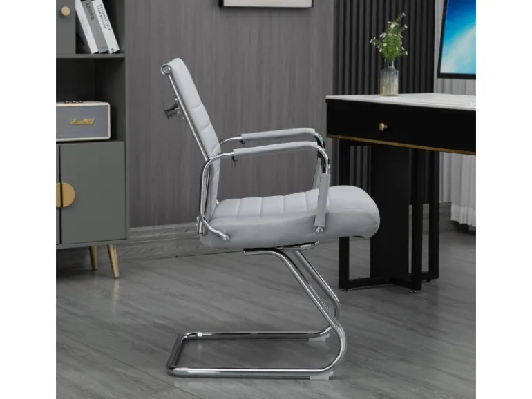 Svita Office Comfort 2er Set Besucherstuhl Freischwinger Mit Armlehne LB Stoff Hellgrau
