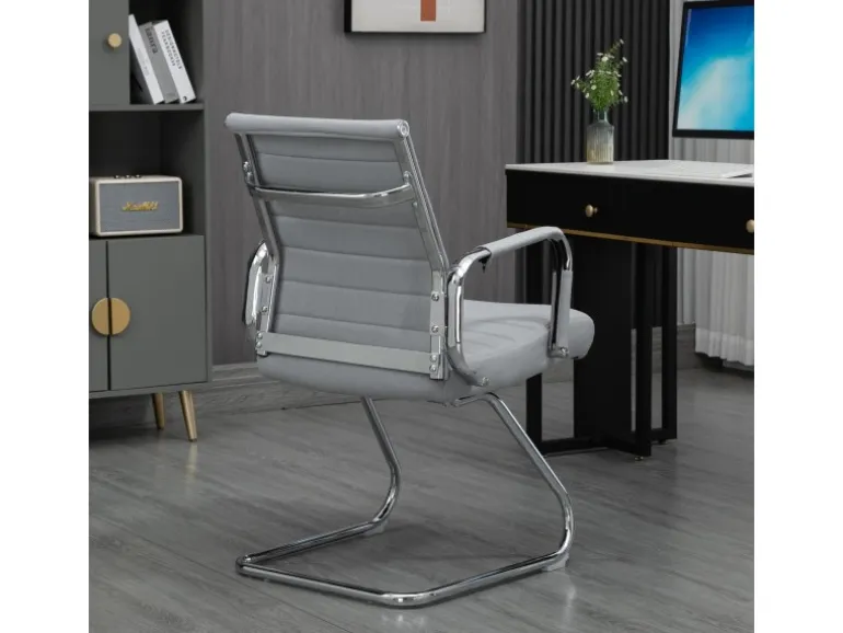 Svita Office Comfort 2er Set Besucherstuhl Freischwinger Mit Armlehne LB Stoff Hellgrau