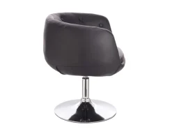 Svita Panama Retro Loungestuhl Polsterstuhl Cocktailsessel Tellerfuß Metall Kunstleder Schwarz
