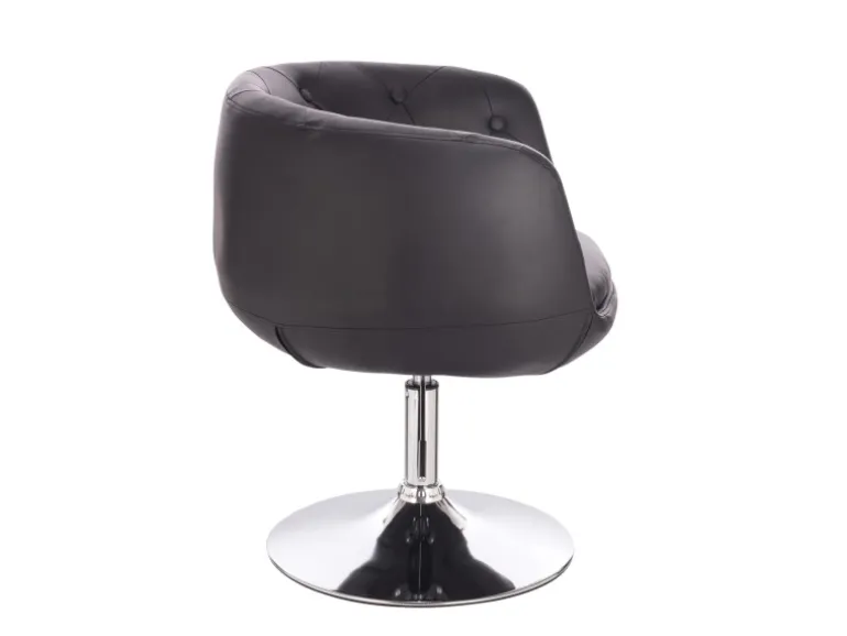 Svita Panama Retro Loungestuhl Polsterstuhl Cocktailsessel Tellerfuß Metall Kunstleder Schwarz