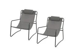 Svita Sveio 2er Set Outdoor Relaxsessel Gartenstuhl Mit Kissen Liegestuhl Dunkelgrau