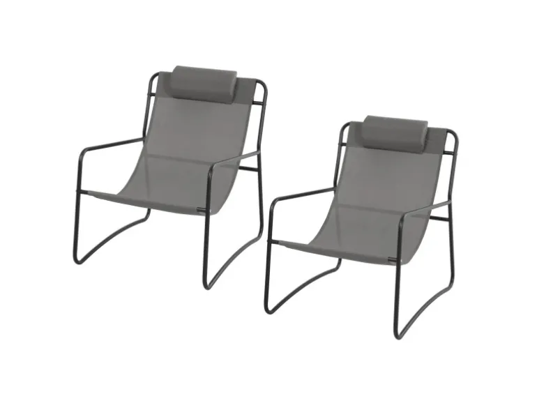 Svita Sveio 2er Set Outdoor Relaxsessel Gartenstuhl Mit Kissen Liegestuhl Dunkelgrau