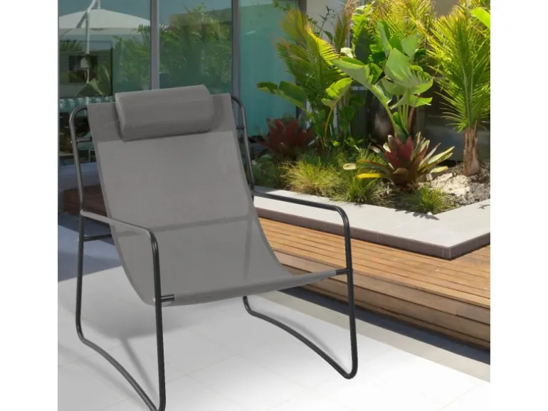 Svita Sveio 2er Set Outdoor Relaxsessel Gartenstuhl Mit Kissen Liegestuhl Dunkelgrau
