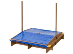 Swing King Sandkasten Ibiza 120 cm x 120 cm x 18 cm Natur-Blau FSC®
