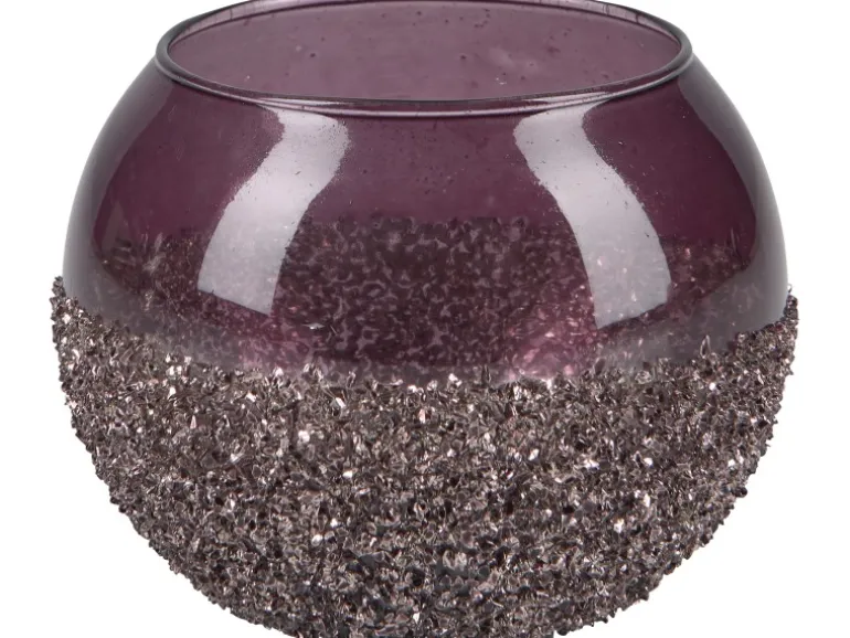 Teelichthalter Blush Bordeaux Glas 7,5 cm x Ø 9 cm Lila